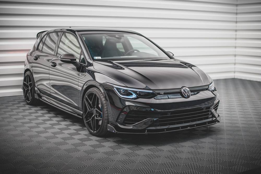 Maxton Design Front Splitter V.2 with Flaps VW Golf Mk8 R Front Lip