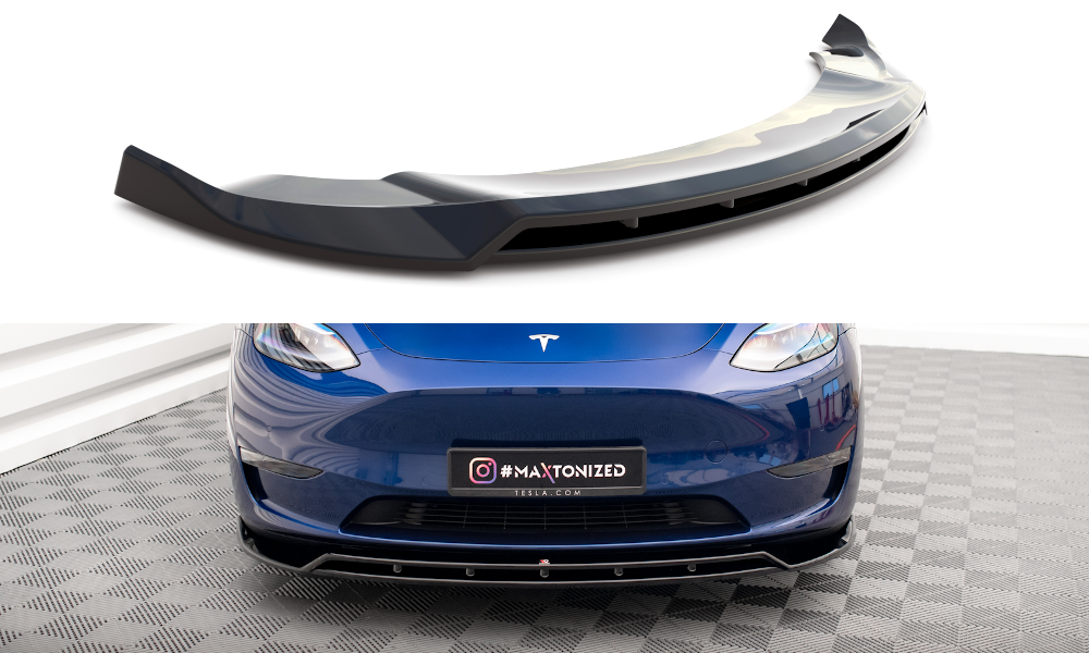 Matte Black - Maxton Design Front Splitter V.2 Tesla Model Y Front Lip