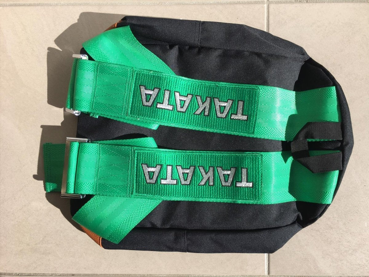 JDM Bride Bag Backpack With Green Takata Racing Harness Strap & Green Bottom