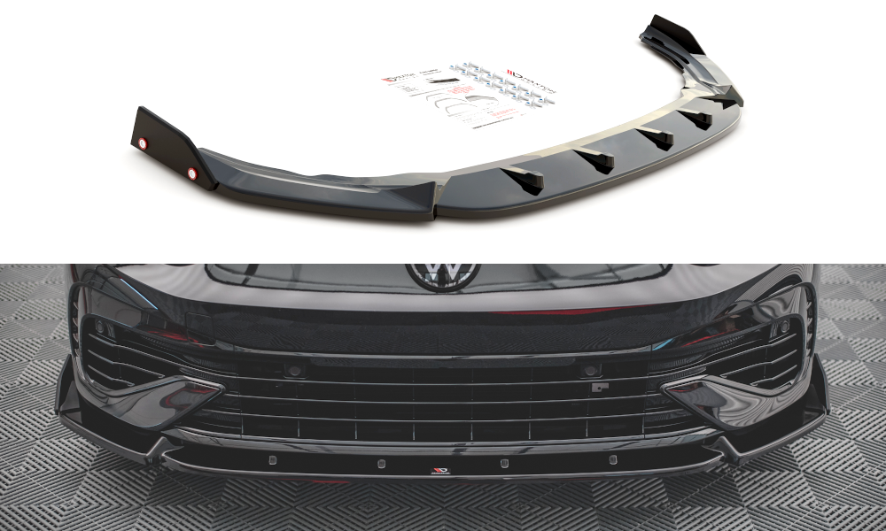 Maxton Design Front Splitter V.2 with Flaps VW Golf Mk8 R Front Lip