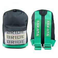 JDM Bride Bag Backpack With Green Takata Racing Harness Strap & Green Bottom