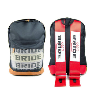 JDM Bag Backpack With Red Bride Racing Harness Strap & Brown Leather Bottom